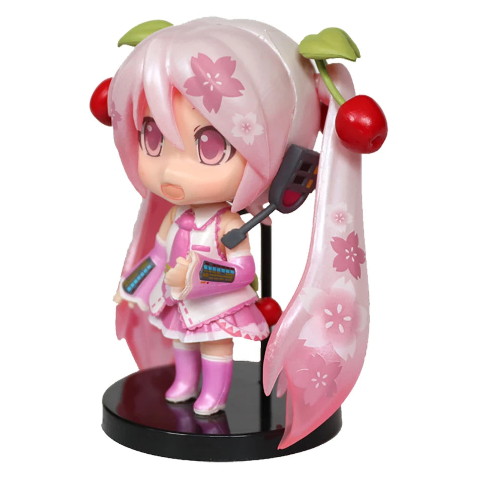 Anime Miku Figure Mini Character Ornaments Cherry Blossom Pink Leek Green Glacier Snow Blue Hatsune desk Decoration Toy Gift
