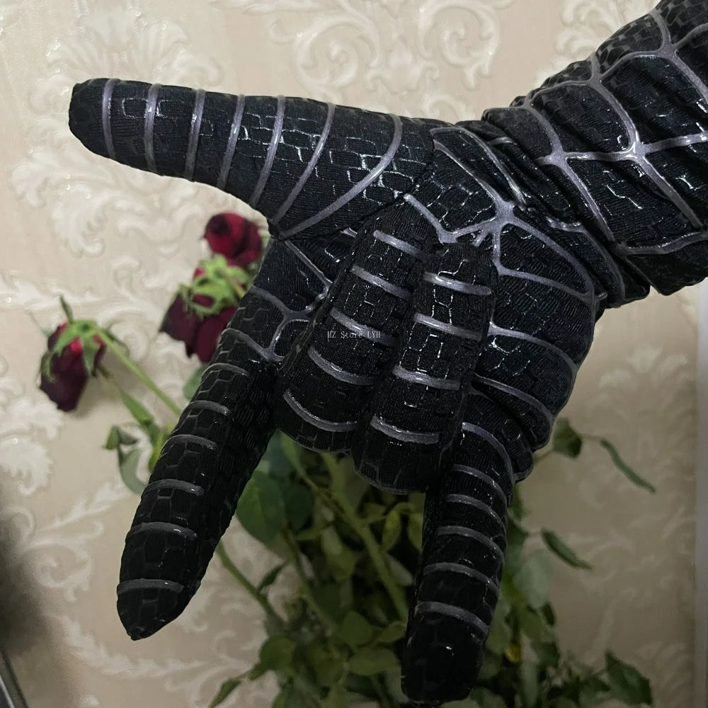 Black Toby Spiderman 3 Gloves Venom Screen Printed Glove Costume Accessories Cosplay Prop 3D Webs Patterns Halloween Cos Mittens