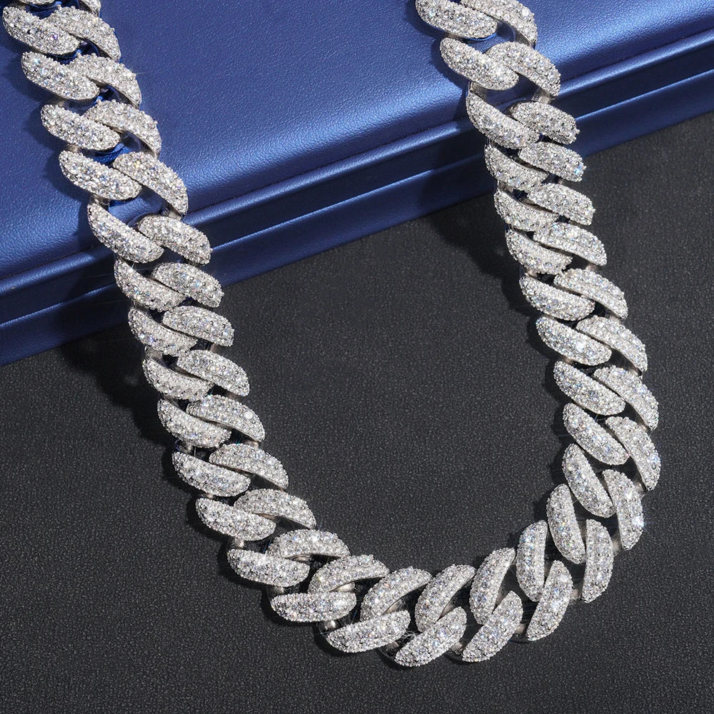 20mm Cuban Link Chain Moissanite Necklaces S925 Silver Real Diamonds Choker for Women Men Pass Tester Drop Shipping