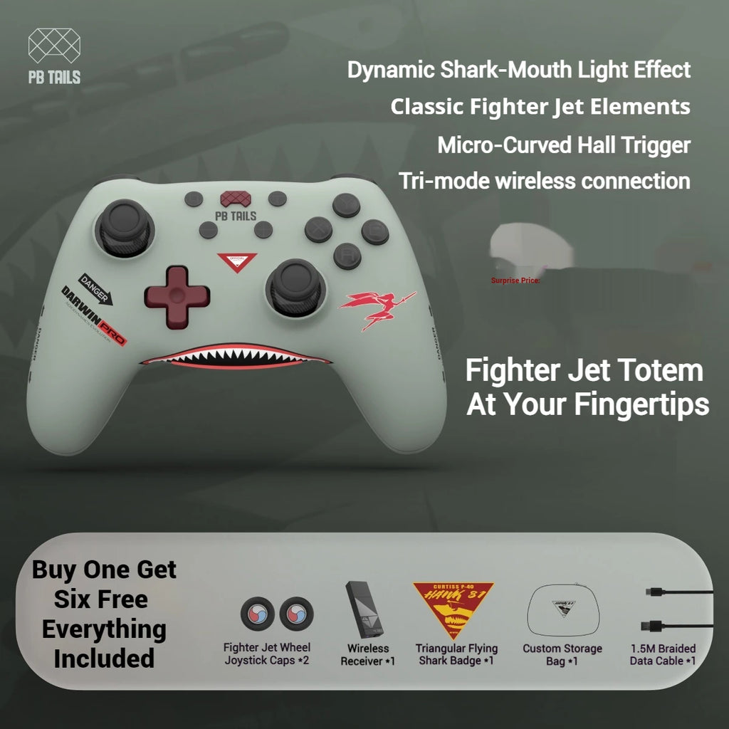 PB TAILS CRUSH The Flying Tigers Fighter P40 Wireless Game Controller TMR Joystick Bluetooth Switch/ns2/pc/phone/TV/Teams Gifts