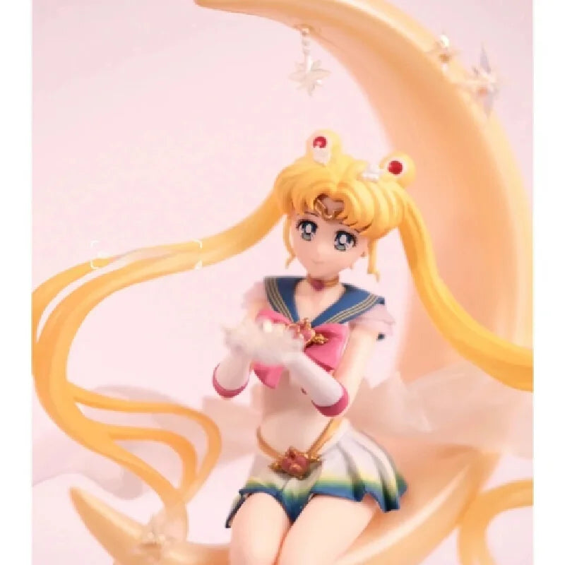 Original Bandai Sailor Moon Anime Action Figurine Kawaii Desktop Ornamental Model Usagi  Animation Periphery Exquisite Toy Gifts