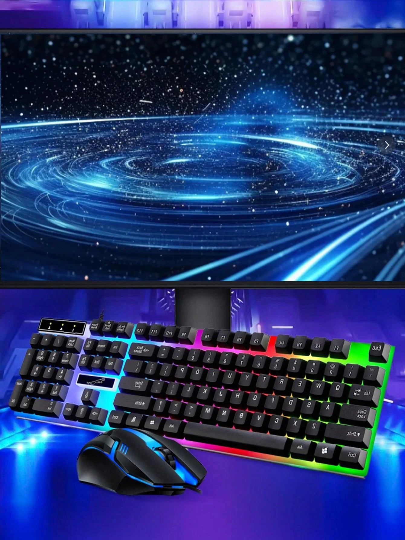Glow Mechanical Feel Wired Keyboard and Mouse Set, ergonomic design, suitable for both gaming and office use