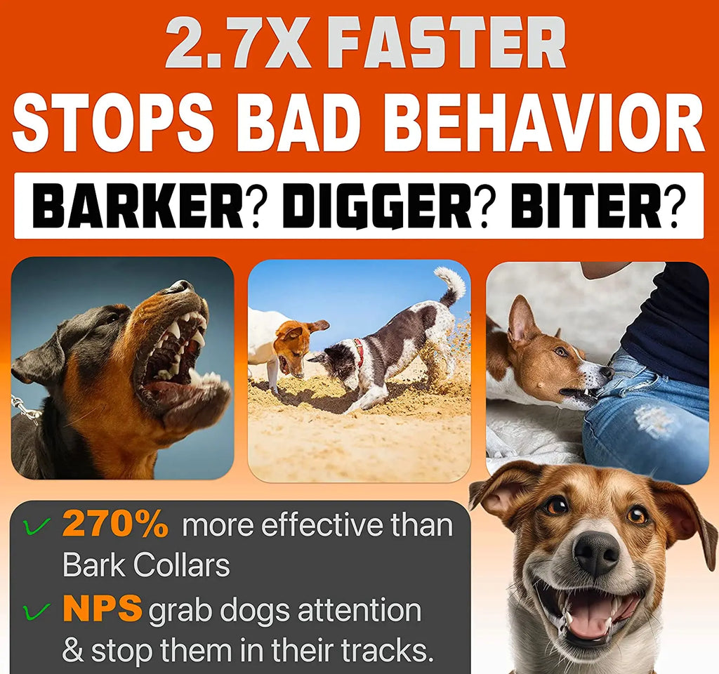 Wiederaufladbares Ultraschall-Hundetrainingsgerät mit LED-Taschenlampe zur Abwehr von Hundebellen (Neu 2023)