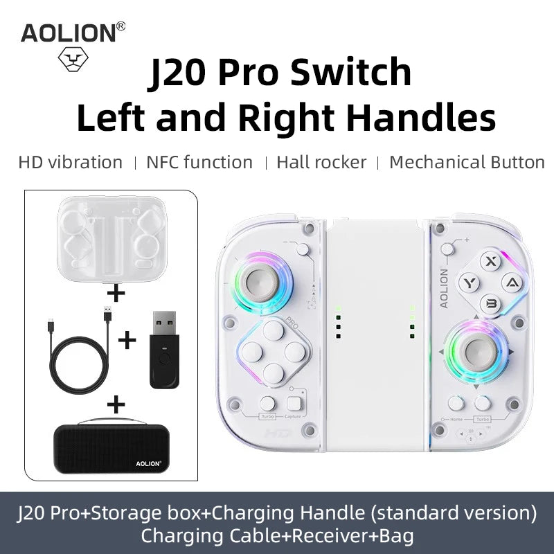 Aolion J20 Wireless Knight Left And Right Gamepad RGB Motion Sensing Hall Joystick For Nintend Switch 1/2 Contorller Accessories