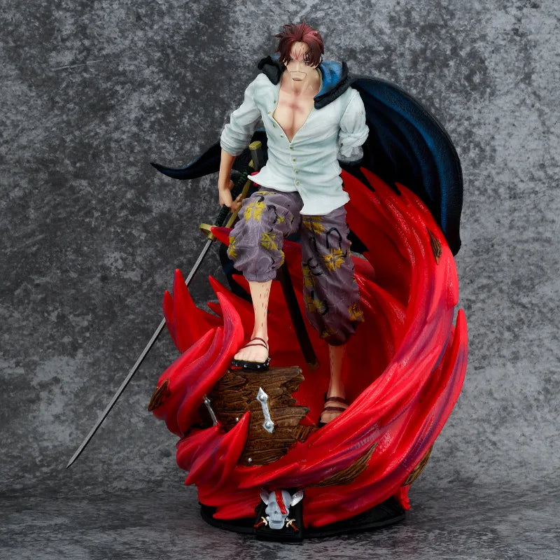 36cm One Piece Anime Figure Gk Red Haired Shanks Four Emperor Knife Pulling Scene Pvc Model Pendant Statue Toy Dolls Kids Gift S