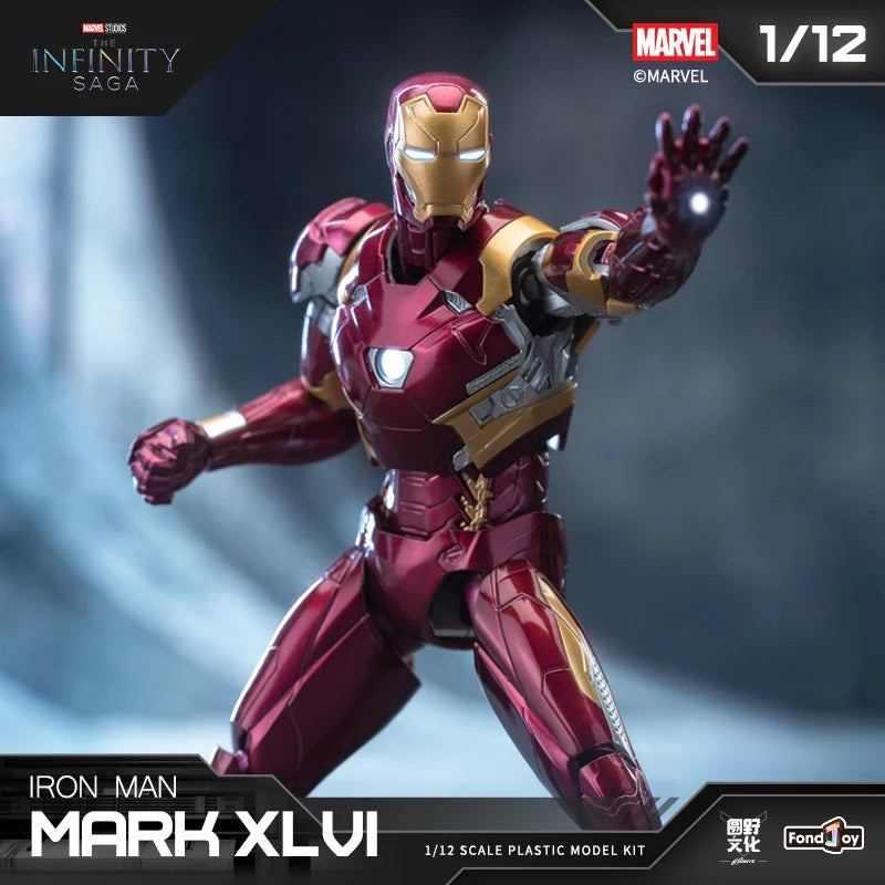 НОВА оригинална аниме фигурка Fondjoy Iron Man MK46 Модел Комплект 1/12 Infinity Saga Ironman Mark 46 Сглобка ABS съвместна подвижна играчка за деца