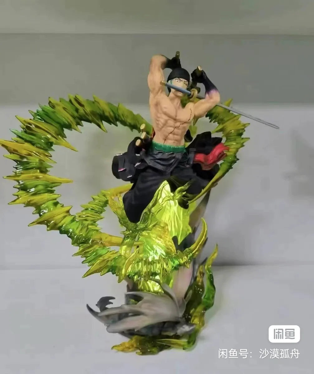 One Piece Figure Zoro 30cm Figures Roronoa Zoro Anime Figure With Light Standing Model Pvc Collect Ornament Birthday Gift Toyson
