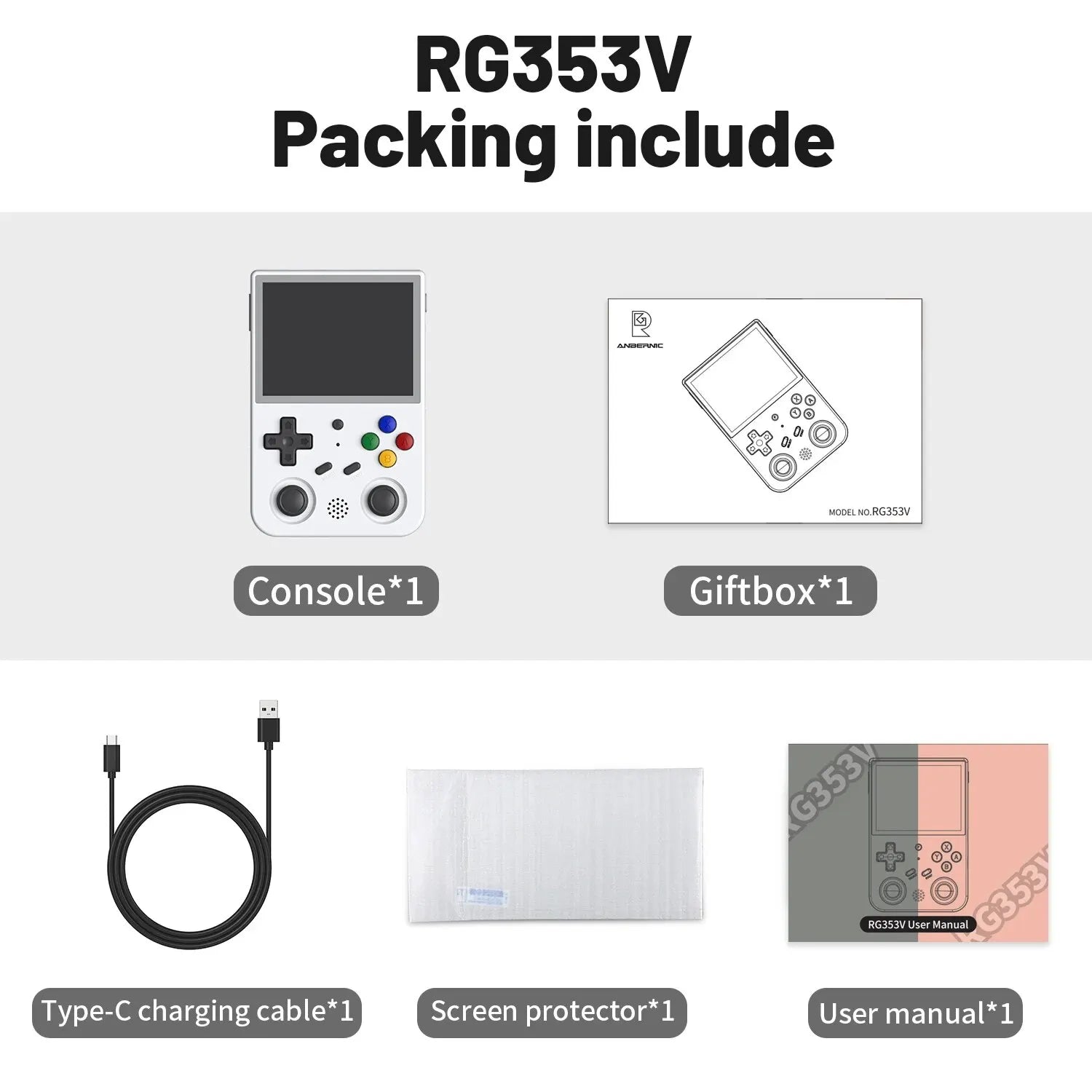 ANBERNIC RG353V RG353VS Handheld Gam Console 3.5'' IPS Screen HDMI Output Android Linux OS Built-in Retro Emulator Player Gifts