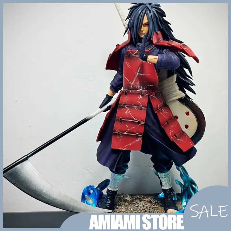 36cm Naruto Series Edo Tensei Madara Uchiha Figure with LED Light Reanimation Statue Model Anime Collectible Birthday Gifts Toys