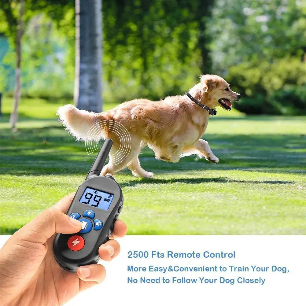 Elektrisches Hundetrainingshalsband (800 m Reichweite) mit Fernbedienung, wasserdicht, mit Antibellfunktion für alle Hundegrößen und Schockfunktion.