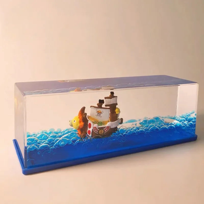 One Piece 3d Ship Fluid Drift Bottle Thousand Sunny Ship Going Merry Boat One Piece Floating Boat Ornament Decompression Gift