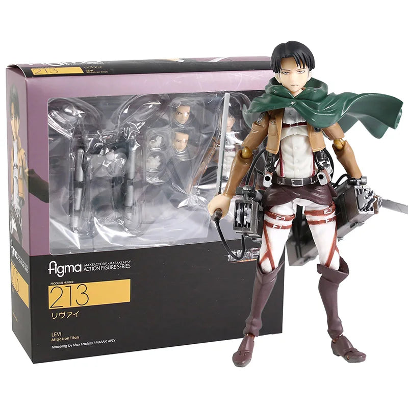 Figma  Eren Jaeger 207 Mikasa Ackerman 203 Levi Ackerman 213 Collection Action Figure Toy Decoration Model