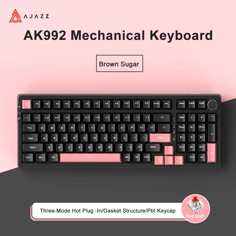 AJAZZ AK992 Mechanische Gaming-Tastatur RGB 100 Tasten Hot-Swap-Tastatur 5.0 Bluetooth Wireless 2.4G USB für PC Gamer Desktop