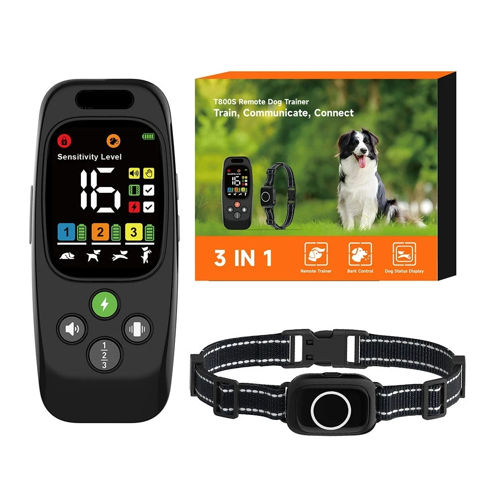 1000M Hundetrainingshalsband mit Fernbedienung, wiederaufladbar, elektrisches Antibellhalsband für Hunde, biphasische Kommunikation zeigt Hundestatus an