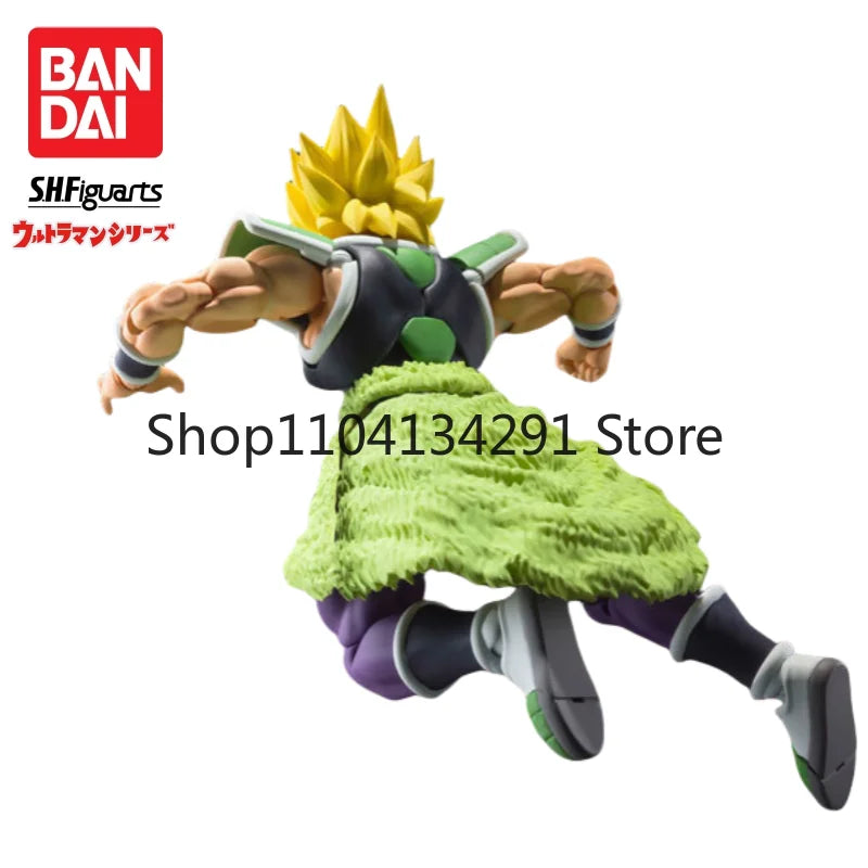 Original Stock Bandai SHF Dragon Ball Super Movie Edition Broly Black Hair Battle Suit Super Saiyan Birthday Gift Toy