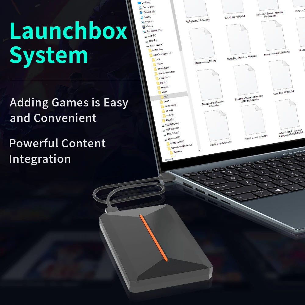 Launchbox 500GB External Game Hard Drive Retro Game Console for PS4/PS3/PS2/PS1/Wii/Wiiu/N64 with 3700+ Games for WIN PC/Laptop