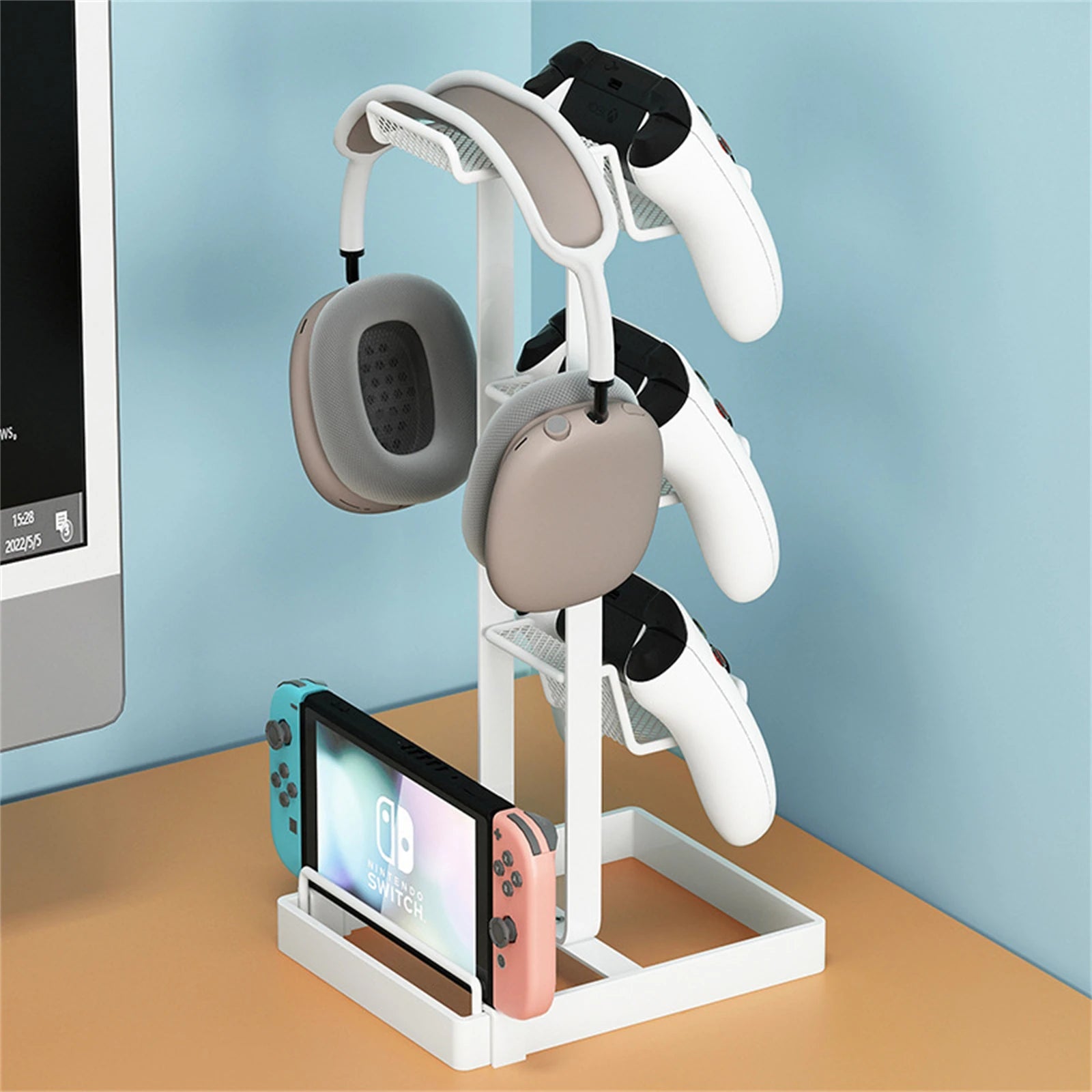 Gamepad-Ständer aus Metall, verbesserte Version, Gamecontroller-Halterung, kompatible Kopfhörer mit Halterung für Spielekonsolen-Controller