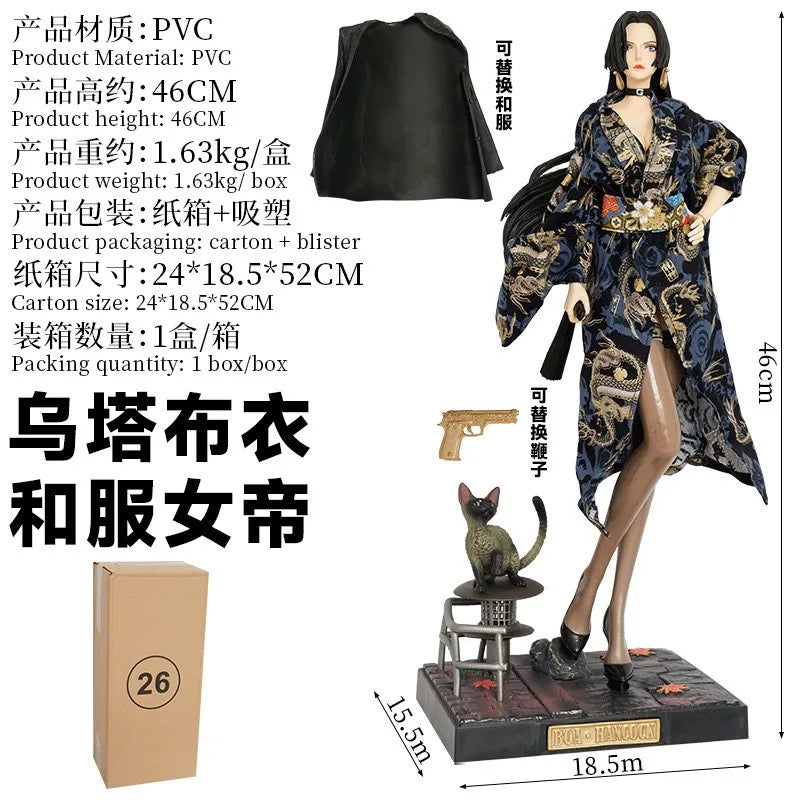 46cm One Piece Boa Hancock Kimono PVC Figure Static Display Model Interchangeable Shawl Scene Anime Collectible Statue Fans Gift