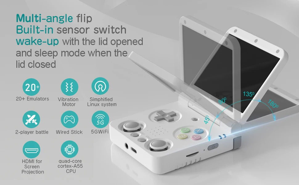 MIYOO Flip V2 Retro Handheld Game Console With Metal Hinge 3.5''IPS Screen Compact Portable Game Machine Dual analog sticks Gift