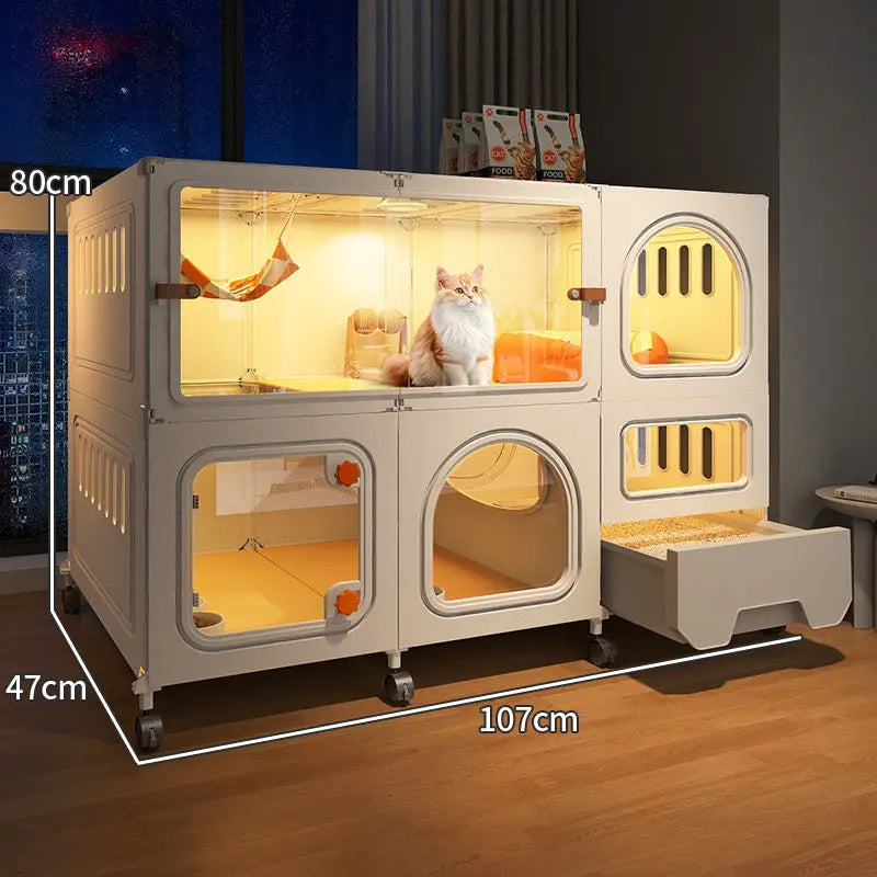 Cat Villa Pulley Design Cat Cage Outdoor Large Space Easy Install Cat's House Shelves Firm and Durable Cats Accessories Supplies