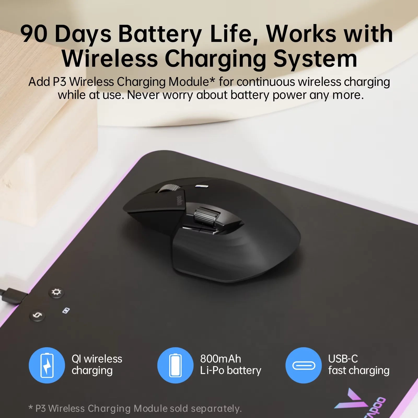 2025 New Rapoo MT760/MT760Mini Multi-mode Rechargeable Wireless Mouse Ergonomic 4000 DPI Support Up to 4 Devices Bluetooth Mouse