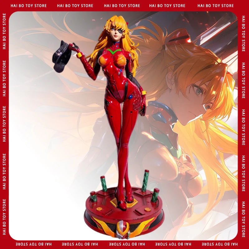 46 cm große Soryu Asuka Langrey Rei Ayanami Ver Figur in enger Lederjacke, PVC, Anime-Actionfigur, Spielzeugstatue, Figurenmodell, Kinderspielzeug