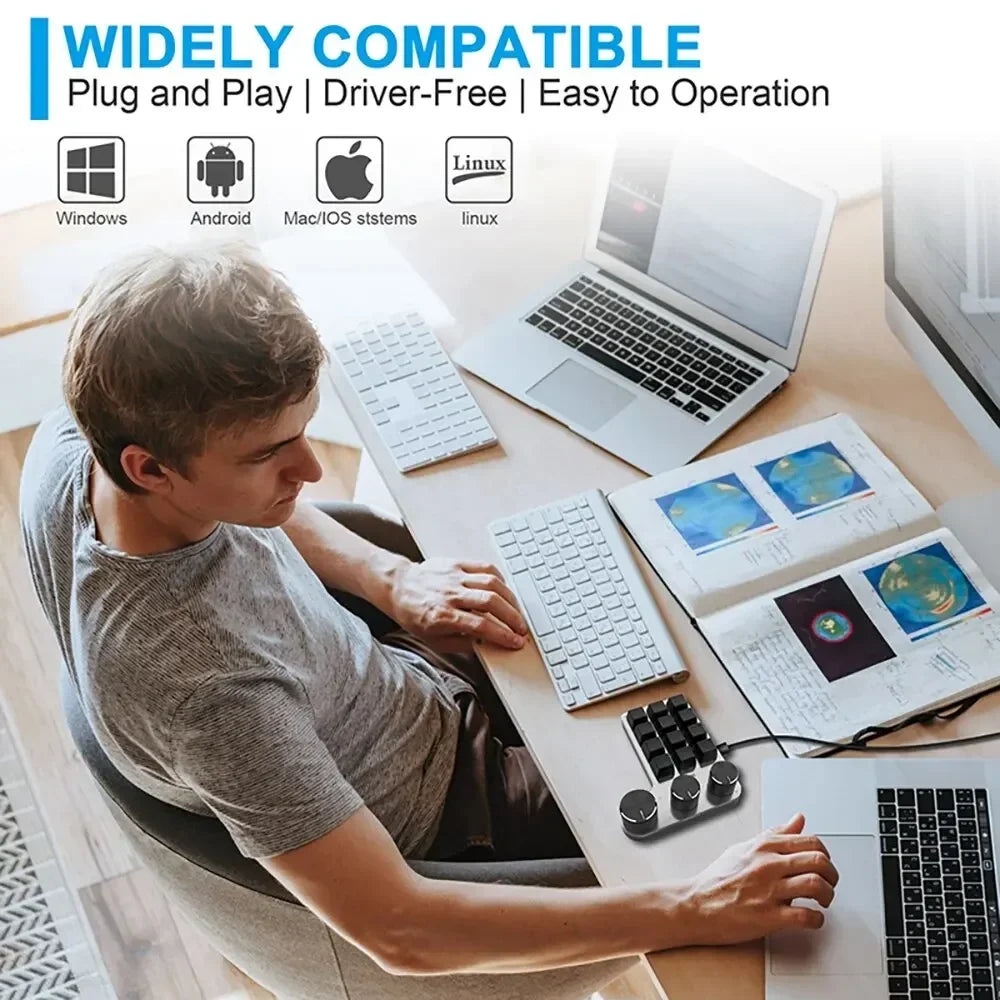 Mini-Bluetooth-Programmiermakro, benutzerdefinierte 3-Knopf-Tastatur, RGB, 12 Tasten, Kopieren und Einfügen, Photoshop, Gaming-Tastatur, mechanisches Hotswap-Makropad