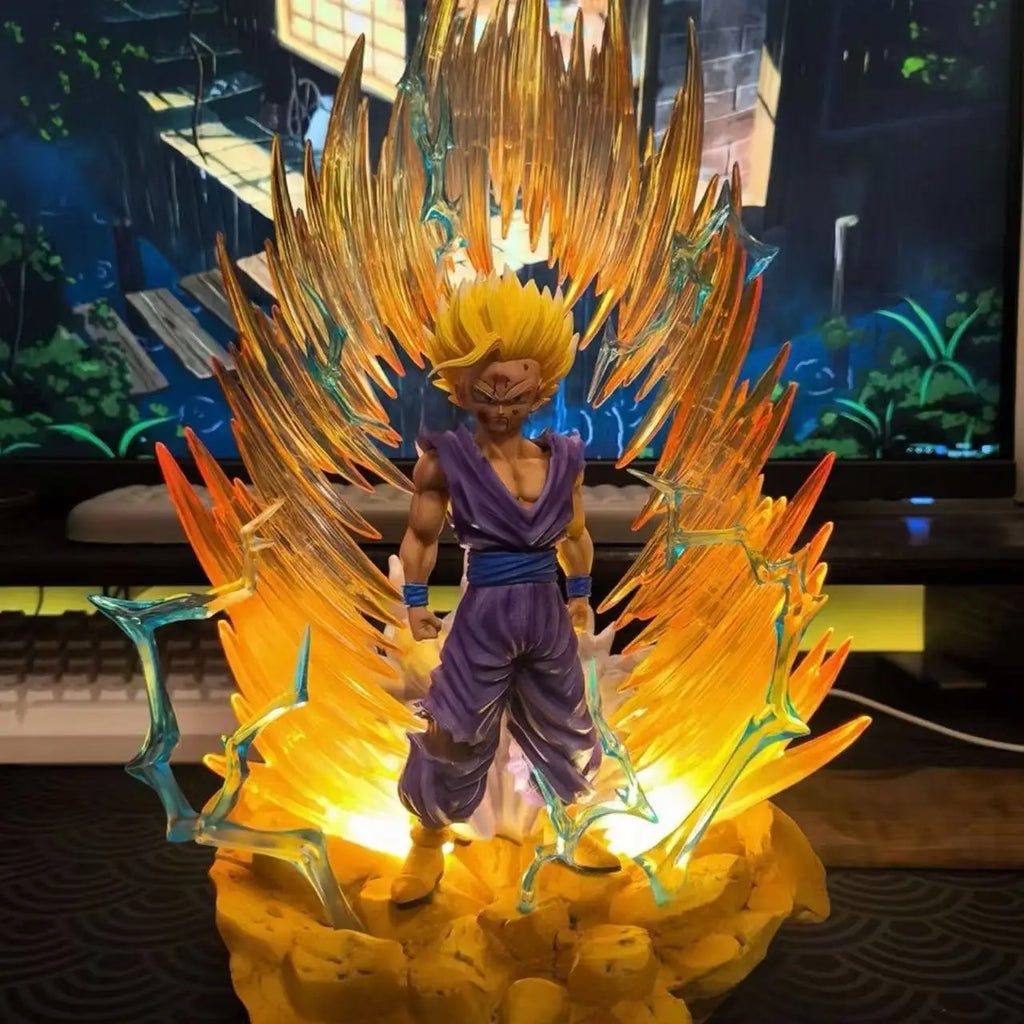 Статуя на JT Dragon Ball Z Son Gohan Фигура Сменяеми глави LED база Super Saiyan Gohan Екшън Фигурки Колекционерски режим Играчки Подаръци