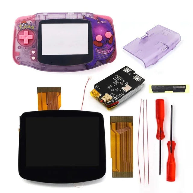 Hispeedido TYPE-C 1800 mah Battery Drop in 3.0" V5 Laminated LCD display For GBA IPS highlight screen  w/ UV housing Shell