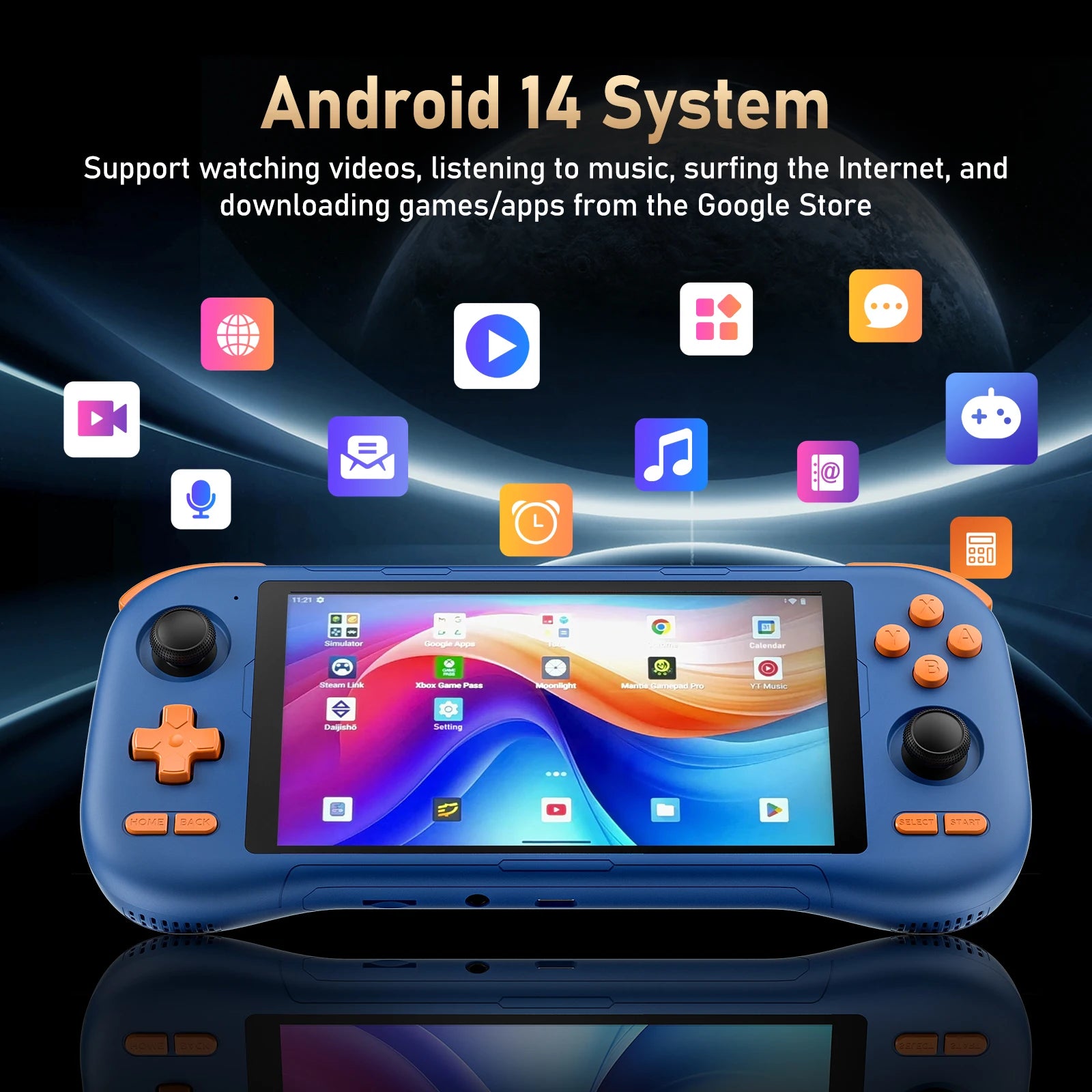BOYHOM K56 Handheld Game Console 5.5-inch large screen,android 14,downloading games from the Google Store