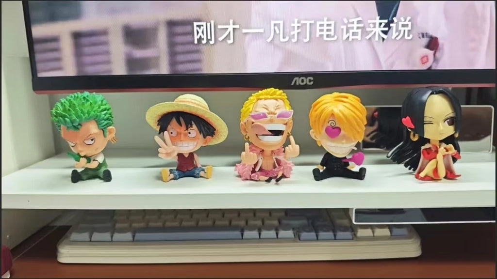 One Piece Chibi Big Head Statues - Luffy Zoro Sanji Nami Boa Hancock - Dashboard Ornaments, PC Case Decor, Collectible Figurines