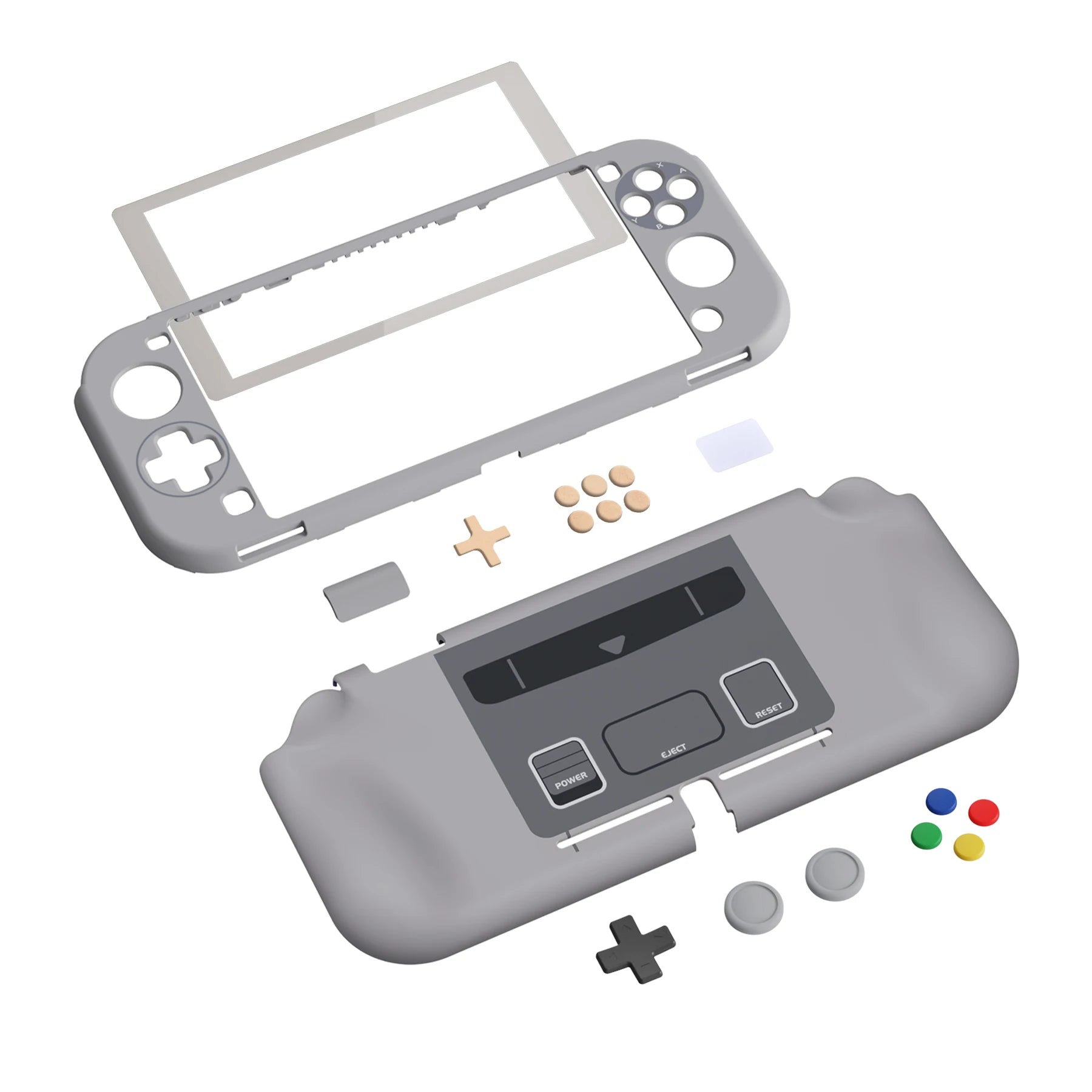 PlayVital ZealProtect Ergonomic Protective Case for NS Switch Lite W/Screen Protector & Thumb Grips - Classics SNES Style