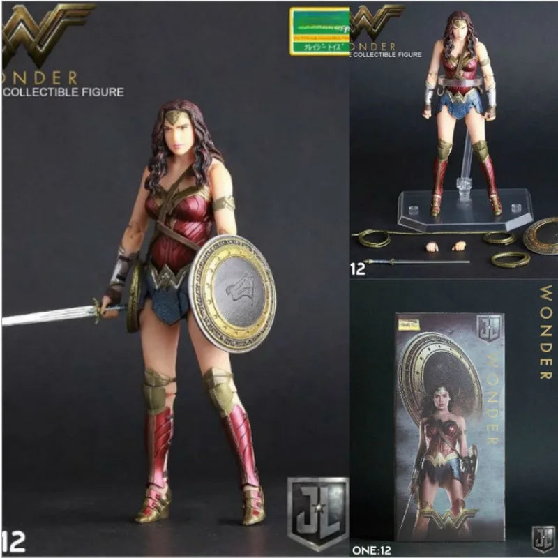 Bandai Super Hero Wonder Woman anime joint can move Action Figure Collectible Model Toy 6inch 15cm color box Doll ornaments