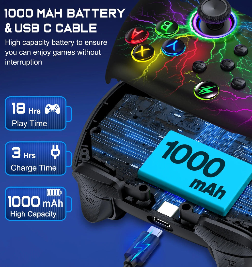 DinoFire Wireless Controller For Nintendo Switch OLED  Pro Gamepad for Switch Lite with 1000Mah Rechargeable Battery