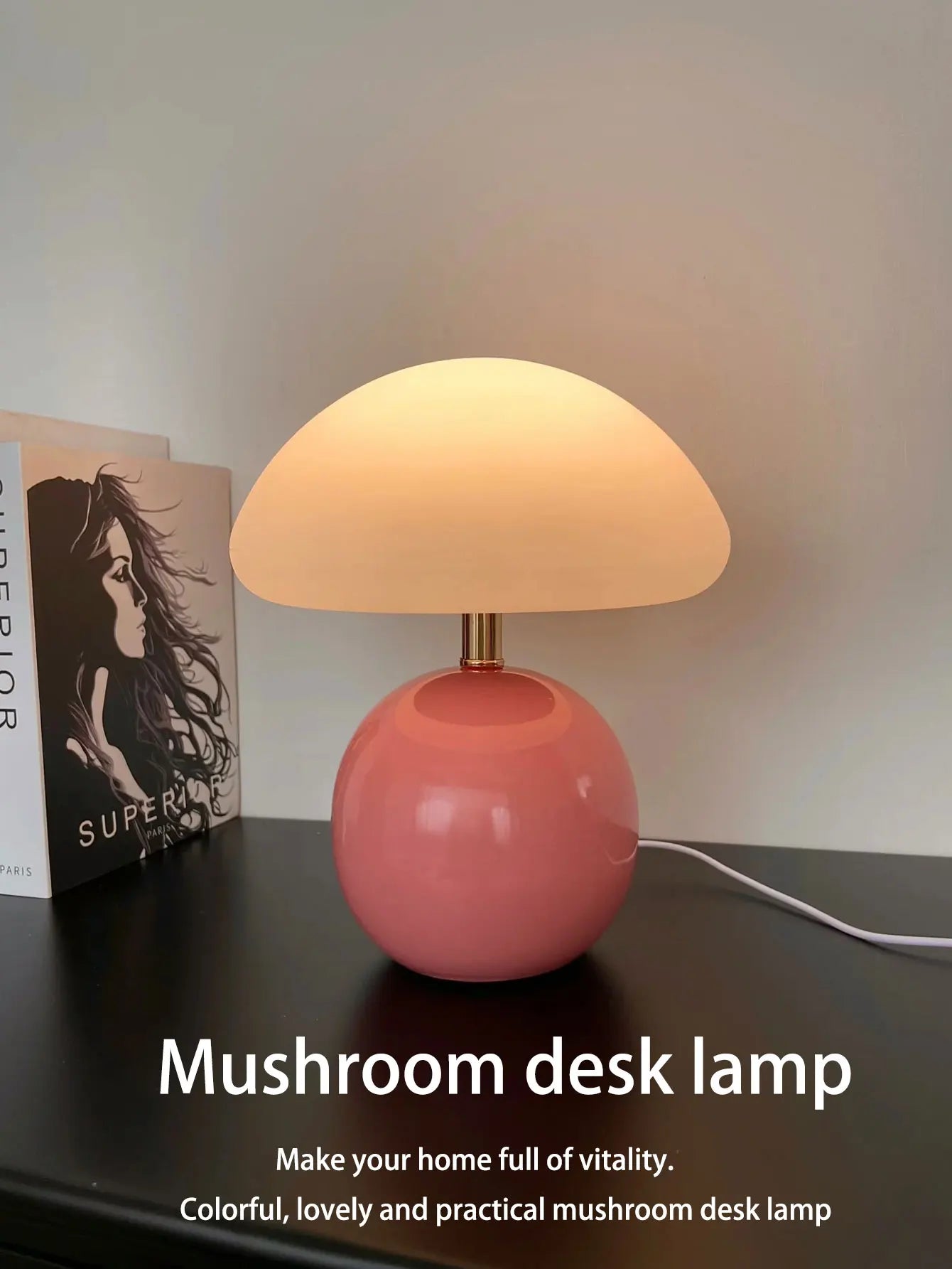 Mushroom pink/yellow/red/white/green USB socket table lamp Lighting decorative for bedside bedroom lamp,Night light,Desk light