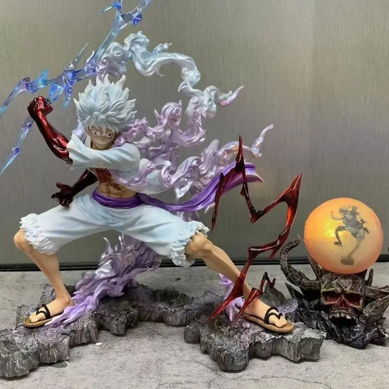 Figure Sun God Gear 5 Nika Luffy Action Figure Gk Thunderbolt Monkey D Luffy Model Pvc Collectible Toy Collection Ornament Mode