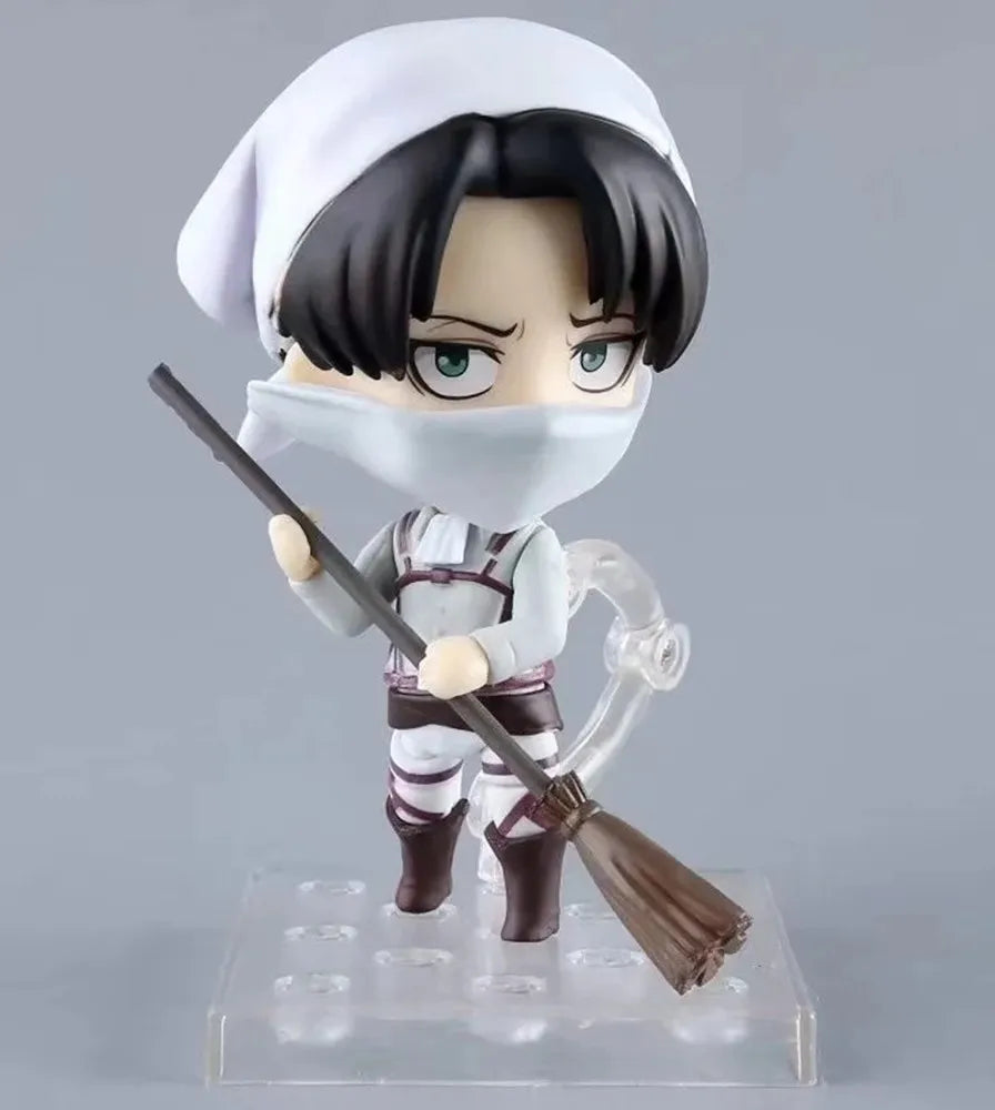Anime 10CM Game Attack on Titan Levi Ackerman 417 Cleaning Ver. PVC Action Figure Collection Model Toys Gift