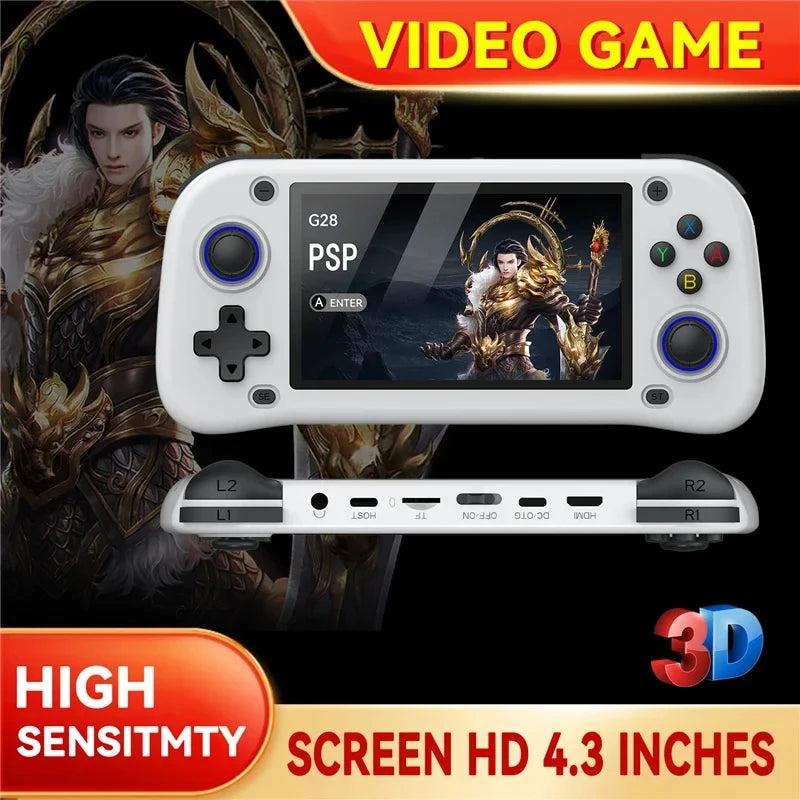 NEW G28 Retro Handheld Game Console Joystick 4.3 Inch HD IPS Screen Portable Pocket Video Player R36s 64GB 128GB Games Kid Gift