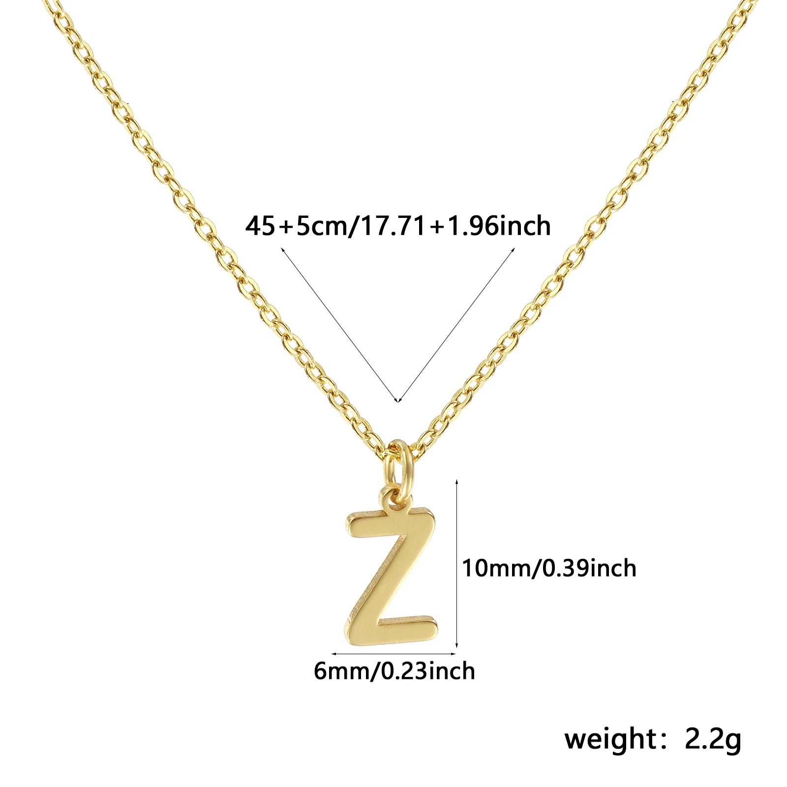 Brass " A-Z " Minimalist Capital Pendant Necklace 18K Real Gold Plated Alphabet Initial Letter Name Jewelry For Women Gift