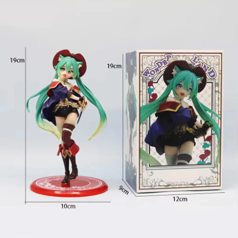Hatsune Miku Desktop Cute Action Figure Tale Wonderland Miku Puss in Boots Anime Figurine Kawaii Girl Model Toy Adorable Decor