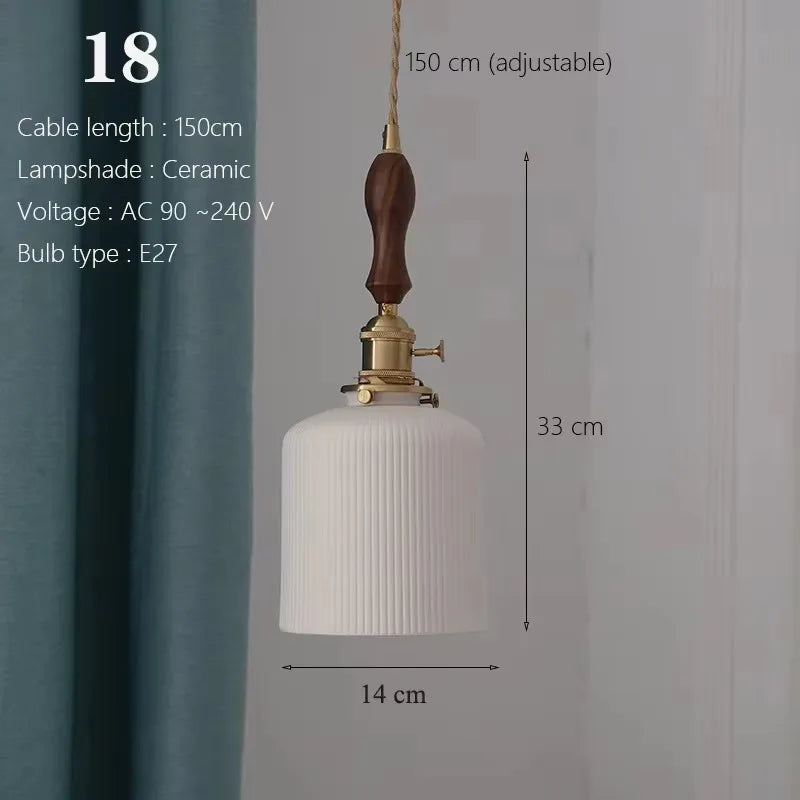 Japanese Ceramic Pendant Lights Scandinavian Light Luxury Pendant Lamp for Living Room Bedroom Dinning Room Kitchen Island