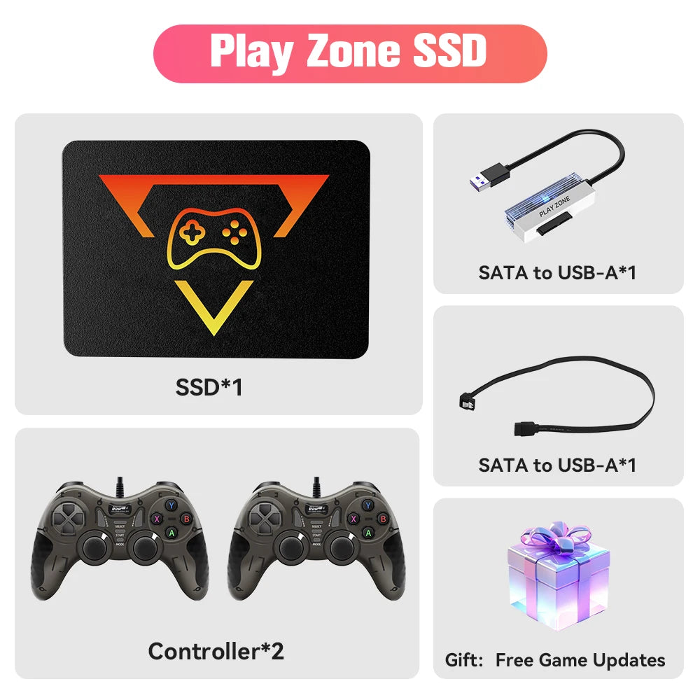 PlayZone 1TB Portable External Game SSD Handheld Game Console For Xbox/PS4/PS3/PS2/Switch Built-in 16000 Games For Win PC/Laptop