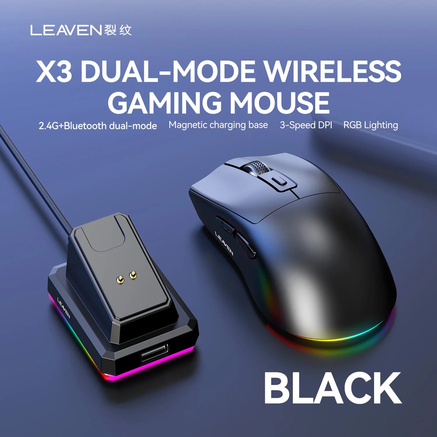LEAVEN X3 2,4G Bluetooth Dual Modus Empfänger Optische Maus Drahtlose Gaming Maus 1600DPI Bluetooth Kompatibel Maus für MacBook L