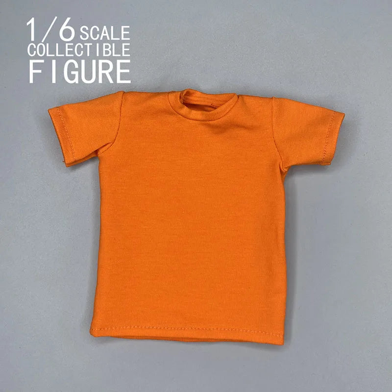 In Stock 1/6 Scale Male Solid Color T-shirt Casual Loose Short Sleeve Tops Clothes Model Fit 12'' Soldier Action Figure Body