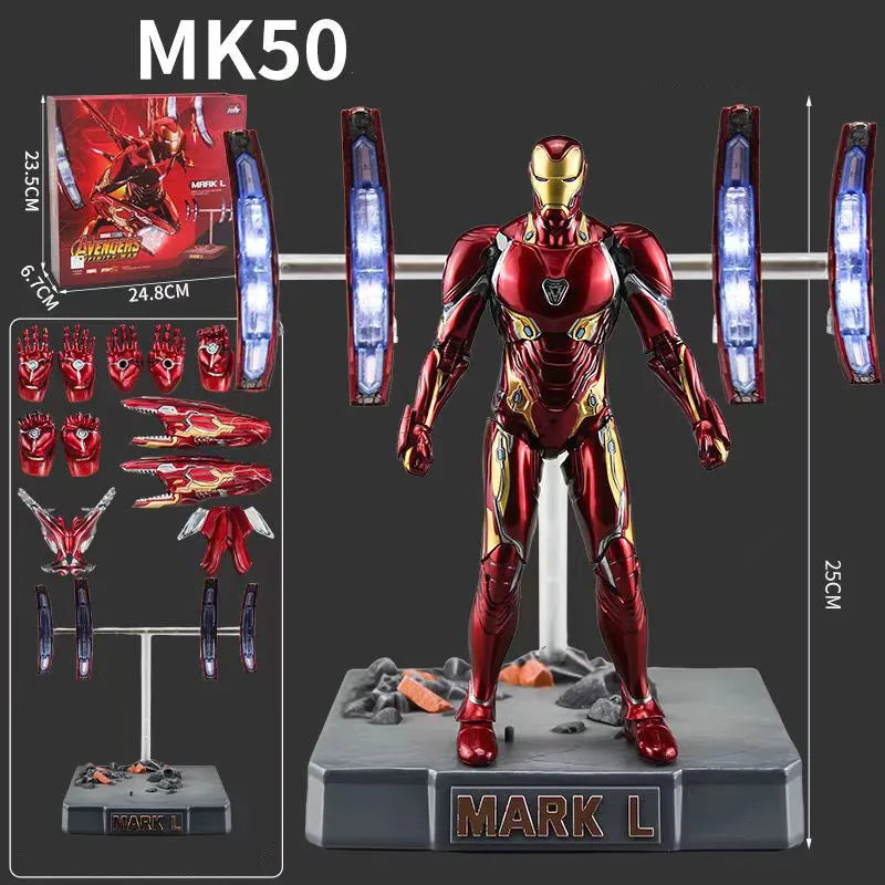 Original Avengers ZD Toy Light version Iron Man Mark3 MK6 Action Figure MK1-7 LED MK85 Suit-up Gantry Adult Collectible toys