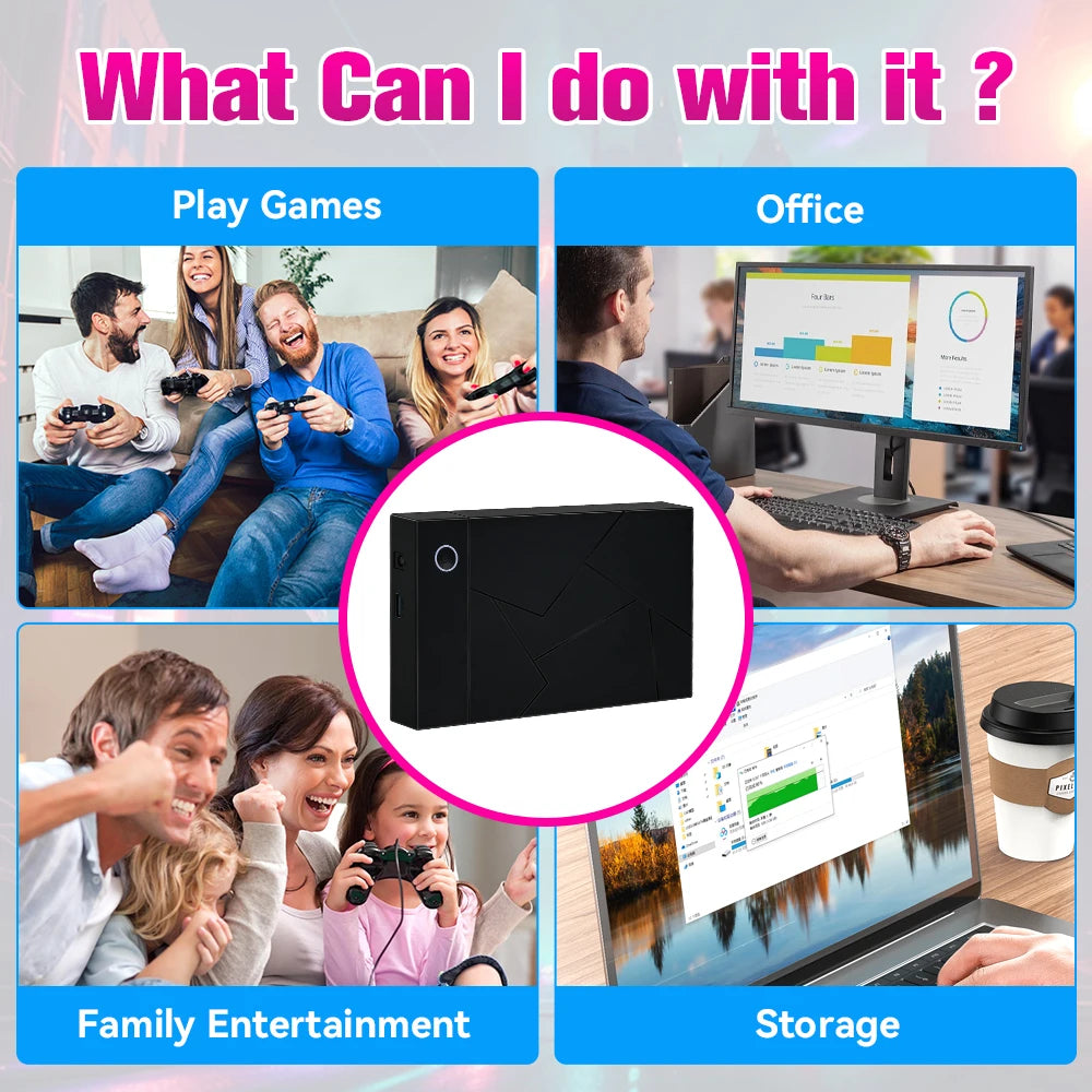 Retro Gaming HDD Retrobat＆Playnite＆Launchbox OS for PS4/PS3/PS2/PS1/SWITCH/N64/DC/WIIU 39 Emulators for Windows with 17000+Games
