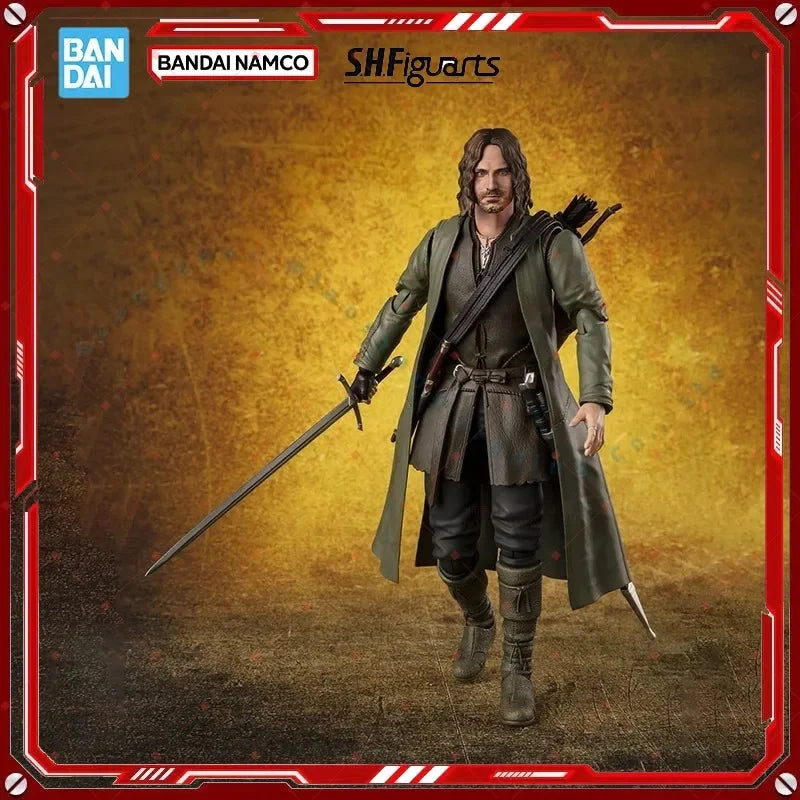Original box Bandai SHF THE LORD OF THE RINGS Aragorn Figure Finished Model kit  Anime full Action Toy Gift for kids In shock