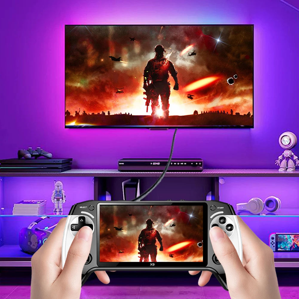 Neue X9 Handheld-Spielkonsole 1500 mAh 5,5-Zoll-IPS-Bildschirm Videospielkonsole 8 GB 2000+ Retro-Spiele Tragbarer Spiel-Player für FC GBA