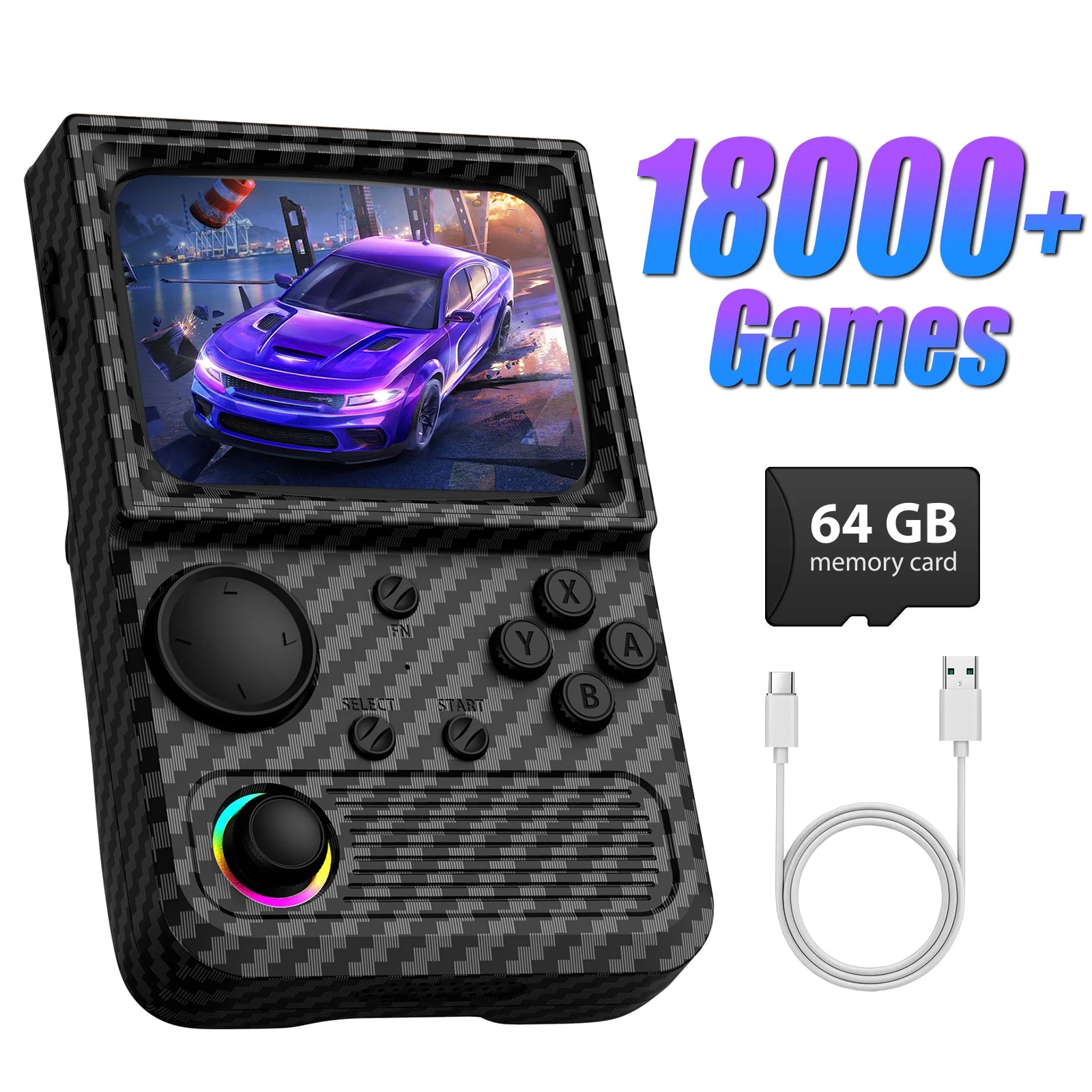 R36T Retro TV Handheld Game Console EmuEMEC System 18000+Game 3.5'' IPS Screen Wi-Fi Multiplayer Portable Pocket Video Console