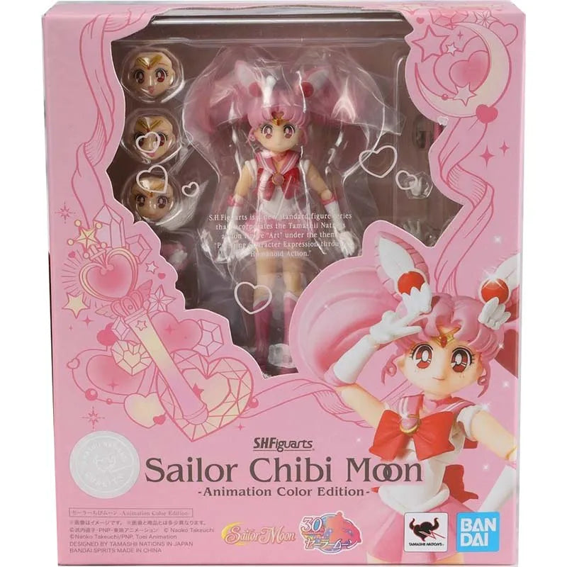 Bandai Sailor Moon Anime Figure SHF Chibi Moon Sailor Moon Mercury Mars Jupiter Venus Uranus Neptune Action Figure Toys Gift